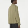 Camisa assimétrica em algodão lavado, cor cáqui