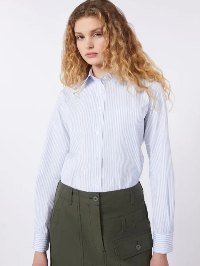 Camisa clássica de algodão, azul claro