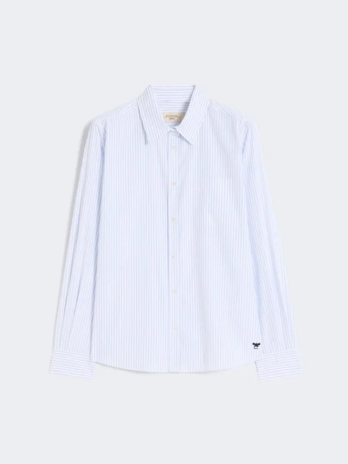 Camisa clássica de algodão, azul claro
