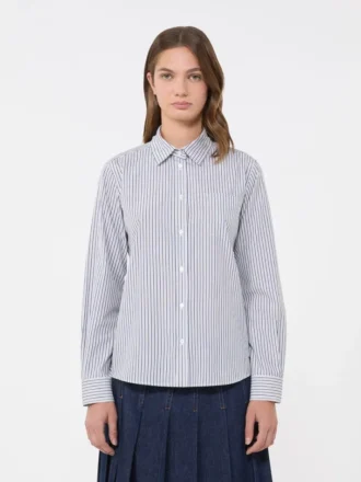 Camisa clássica de algodão, azul-marinho