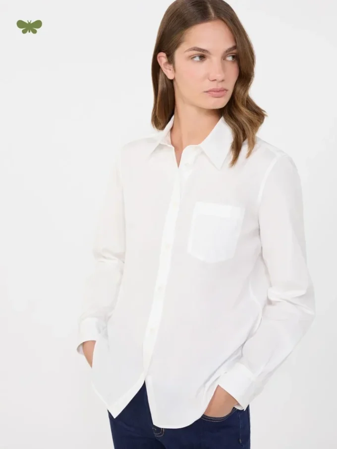 Camisa clássica de algodão, branco óptico Camisa clássica de algodão, branco óptico