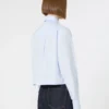 Camisa curta em popeline com pregas assimétricas, azul-celeste
