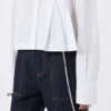 Camisa curta em popeline com pregas assimétricas, branco óptico