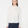 Camisa de algodão com bolso no peito, cor marfim Camisa de algodão com bolso no peito, cor marfim
