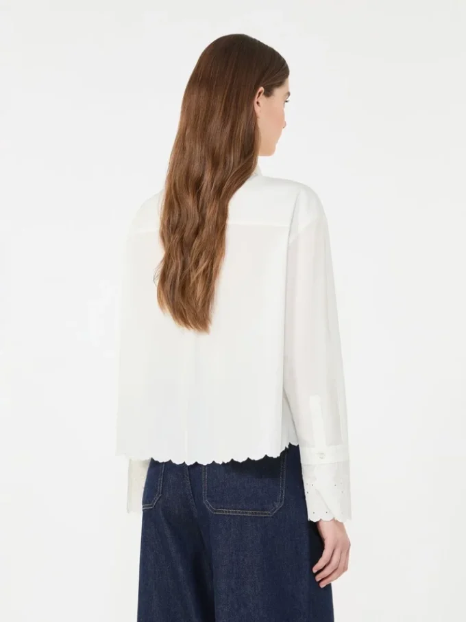 Camisa de algodão com bolso no peito, cor marfim Camisa de algodão com bolso no peito, cor marfim
