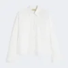 Camisa de algodão com bolso no peito, cor marfim Camisa de algodão com bolso no peito, cor marfim