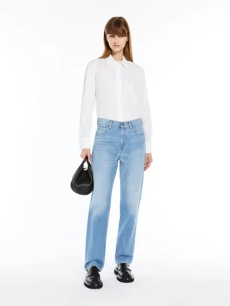 Camisa de algodão com logótipo, branco óptico