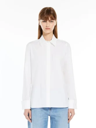 Camisa de algodão com logótipo, branco óptico