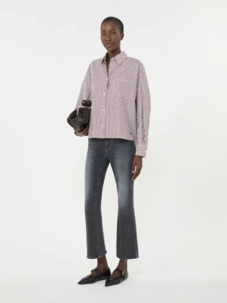 Camisa de algodão oversized, cor bordô