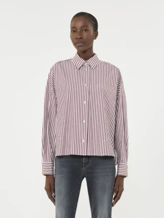 Camisa de algodão oversized, cor bordô