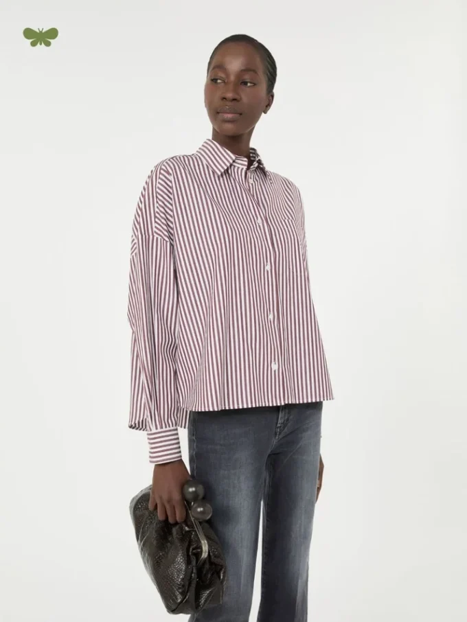 Camisa de algodão oversized, cor bordô Camisa de algodão oversized, cor bordô