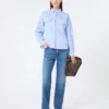 Camisa de algodão oxford, azul claro