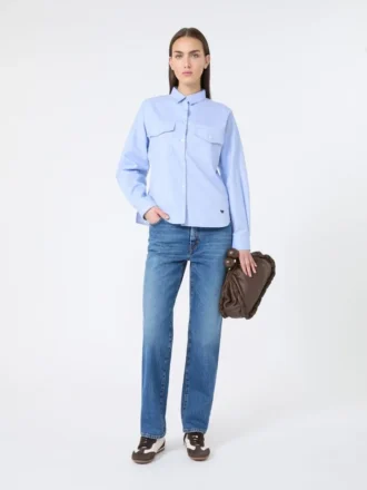 Camisa de algodão oxford, azul claro
