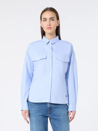 Camisa de algodão oxford, azul claro