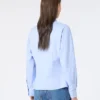 Camisa de algodão oxford, azul claro