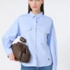 Camisa de algodão oxford, azul claro