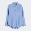 Camisa de algodão oxford, azul claro