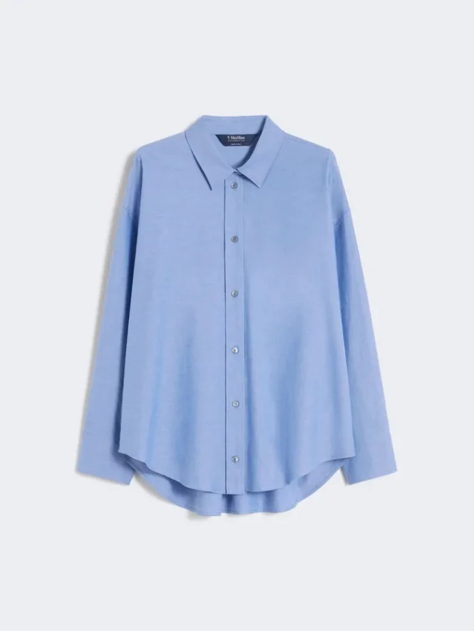 Camisa de algodão oxford, azul claro