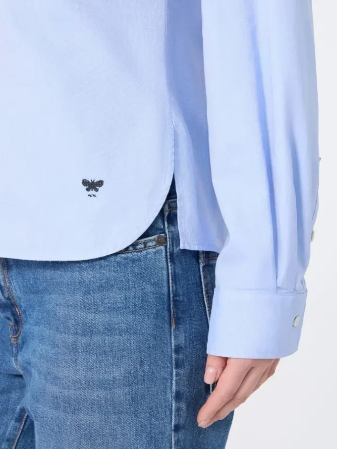 Camisa de algodão oxford, azul claro