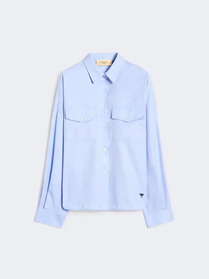 Camisa de algodão oxford, azul claro
