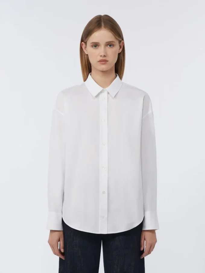 Camisa de algodão oxford, branca Camisa de algodão oxford, branca