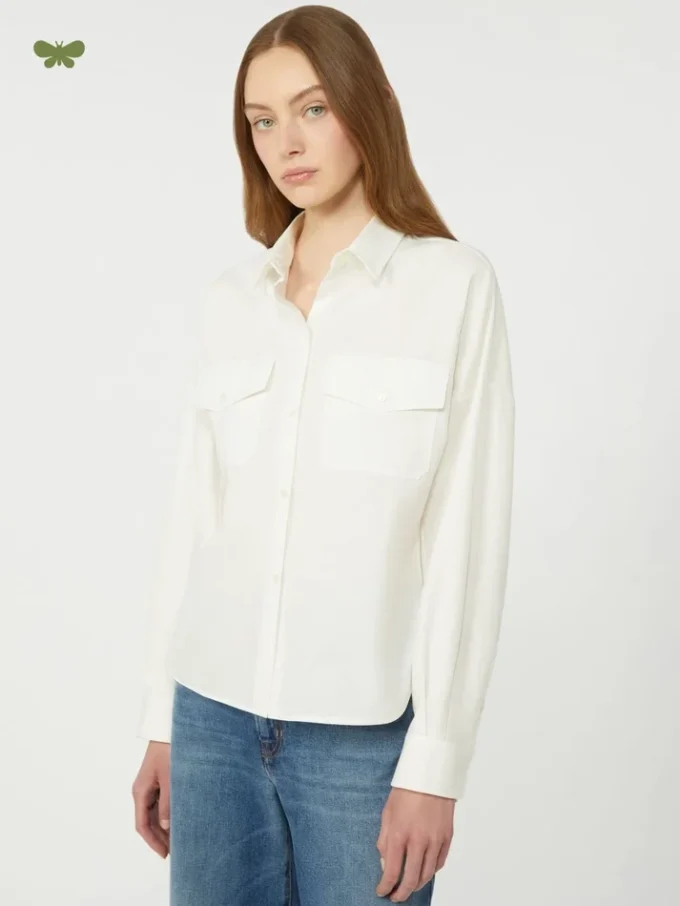 Camisa de algodão oxford, branca Camisa de algodão oxford, branca