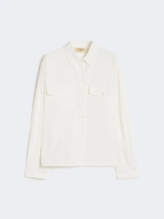 Camisa de algodão oxford, branca Camisa de algodão oxford, branca