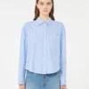 Camisa de algodão oxford às riscas, azul claro Camisa de algodão oxford às riscas, azul claro