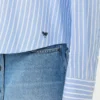Camisa de algodão oxford às riscas, azul claro Camisa de algodão oxford às riscas, azul claro