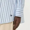 Camisa de algodão às riscas oversized, azul claro