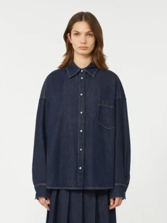 Camisa de ganga de algodão, azul-marinho