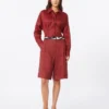 Bermudas compridas em lona de linho, vermelho tijolo Bermudas compridas em lona de linho, vermelho tijolo