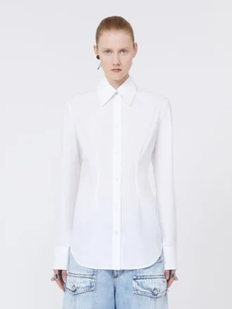 Camisa de popeline de corte justo, branco óptico