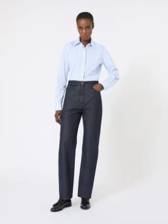 Camisa de popeline às riscas, azul claro