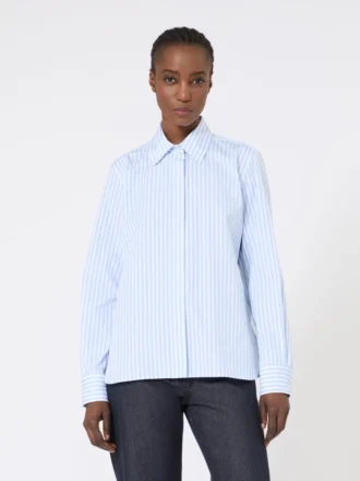 Camisa de popeline às riscas, azul claro