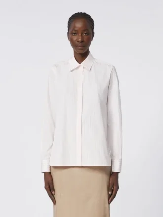 Camisa de popeline às riscas, rosa