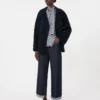 Camisa de seda estampada, azul-escuro Camisa de seda estampada, azul-escuro