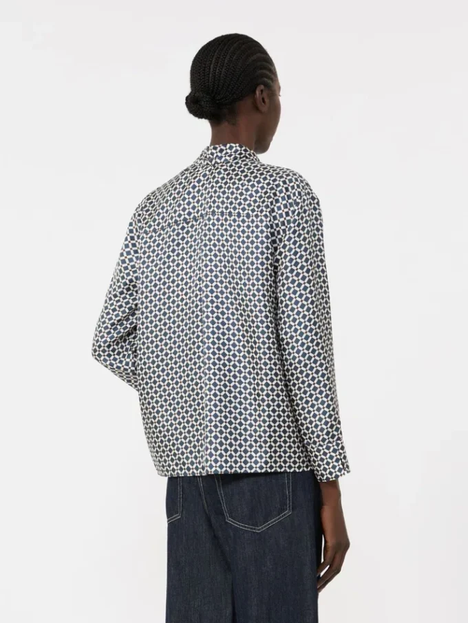 Camisa de seda estampada, azul-escuro Camisa de seda estampada, azul-escuro