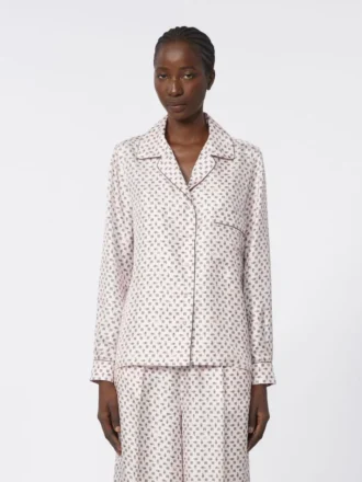 Camisa de seda estampada de corte semi-ajustado, rosa