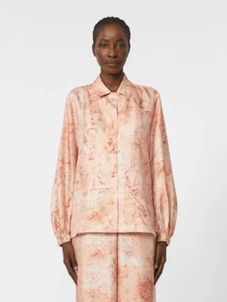 Camisa de seda estampada, rosa