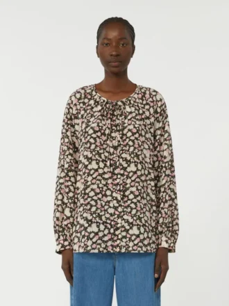 Camisa de seda estampada, rosa