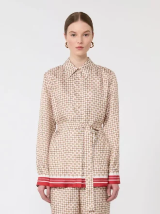 Camisa de seda estampada, vermelha