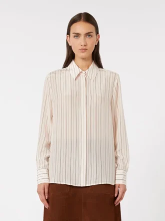 Camisa em crepe de chine estampado, rosa