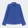 Camisa em crepe de seda, azul-centáurea