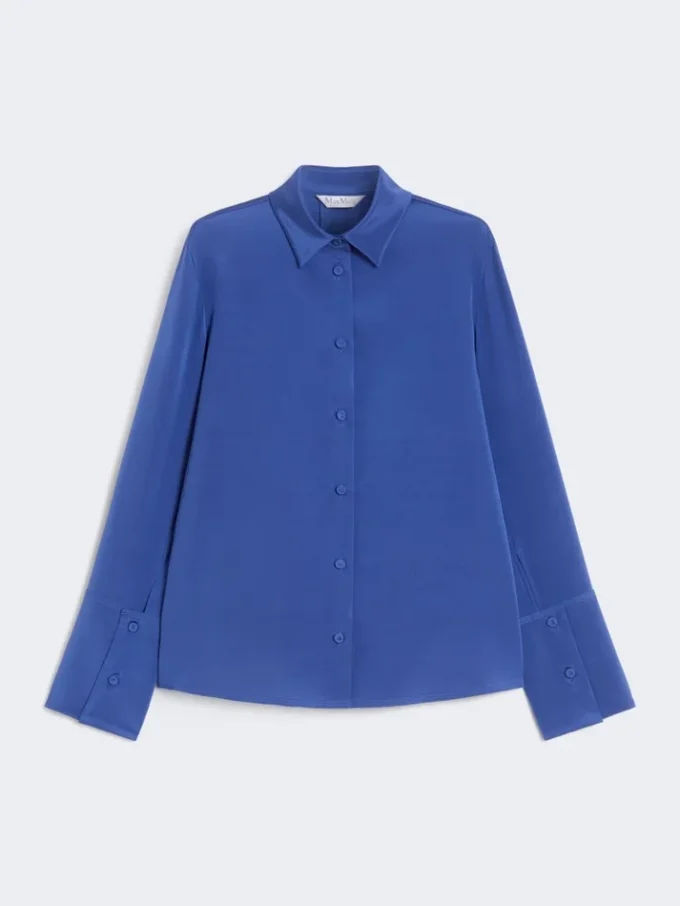 Camisa em crepe de seda, azul-centáurea