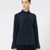 Camisa em crepe de seda, azul ultramar Camisa em crepe de seda, azul ultramar