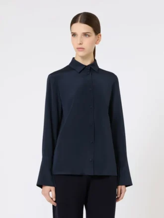 Camisa em crepe de seda, azul ultramar