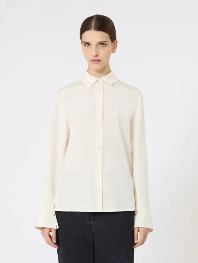 Camisa em crepe de seda, marfim