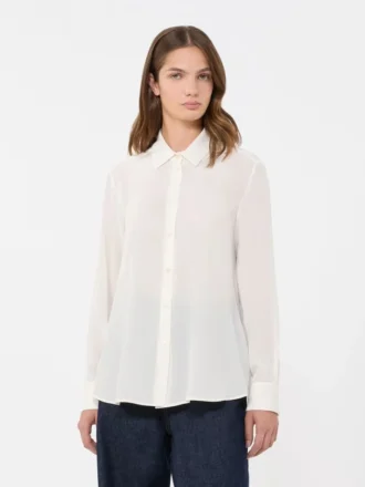 Camisa em crepe de seda, marfim