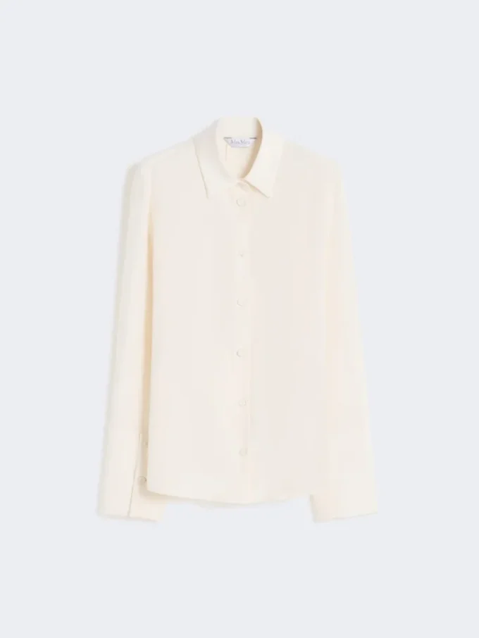 Camisa em crepe de seda, marfim